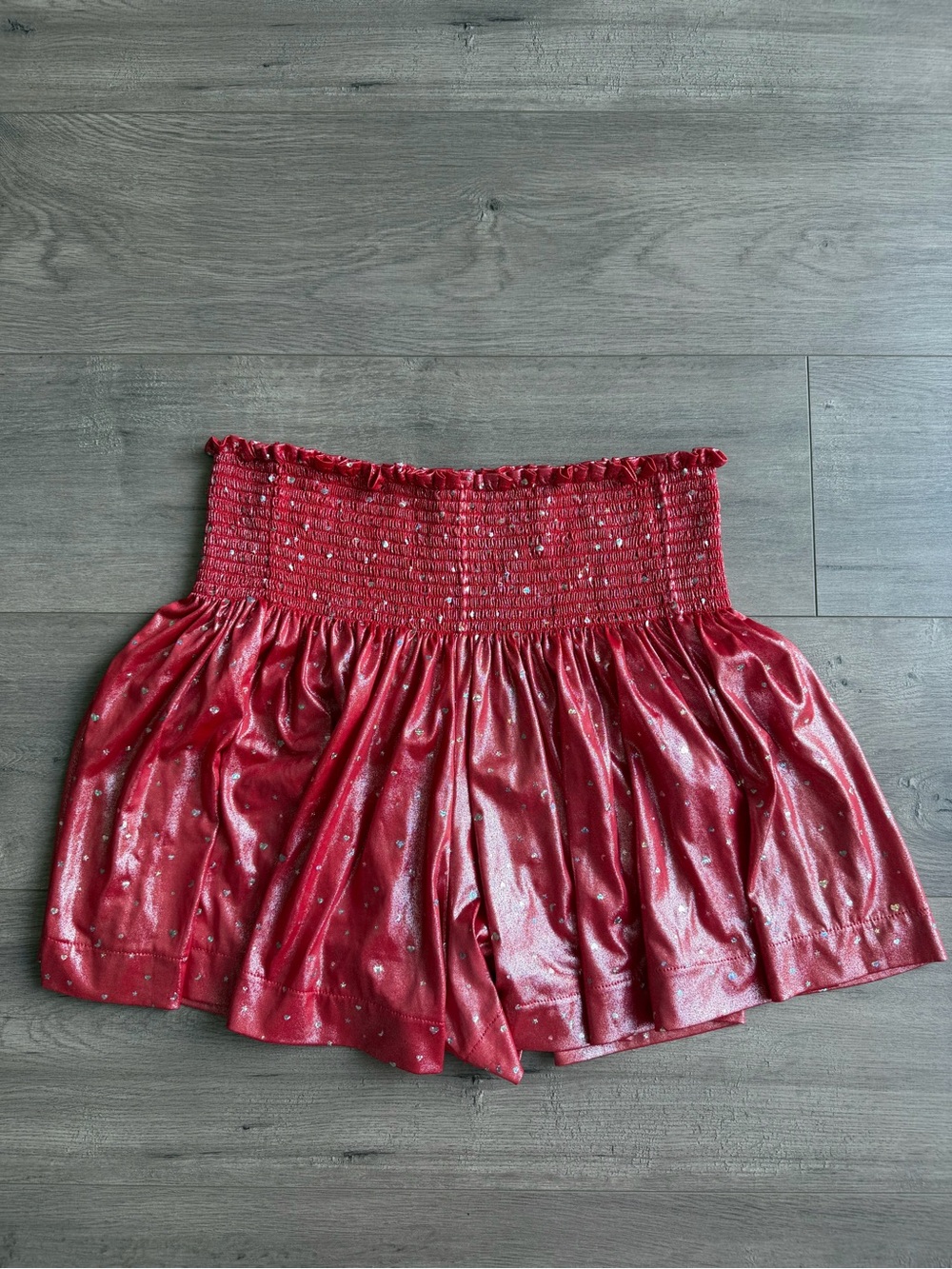 Queen of Sparkles Red/Silver with moon and hearts details smocked swing shorts